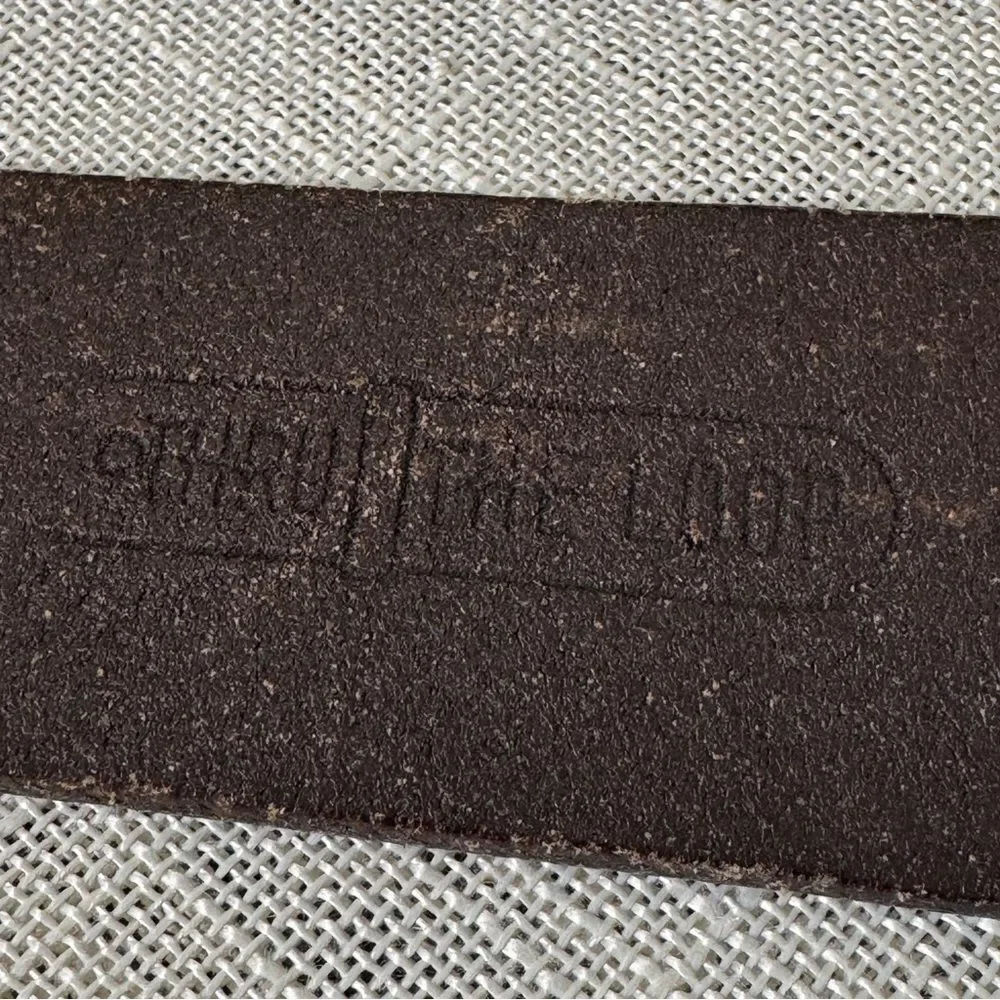 Vintage Brown Leather Belt Western Boho Wide Distressed Thru The Loop Size 34